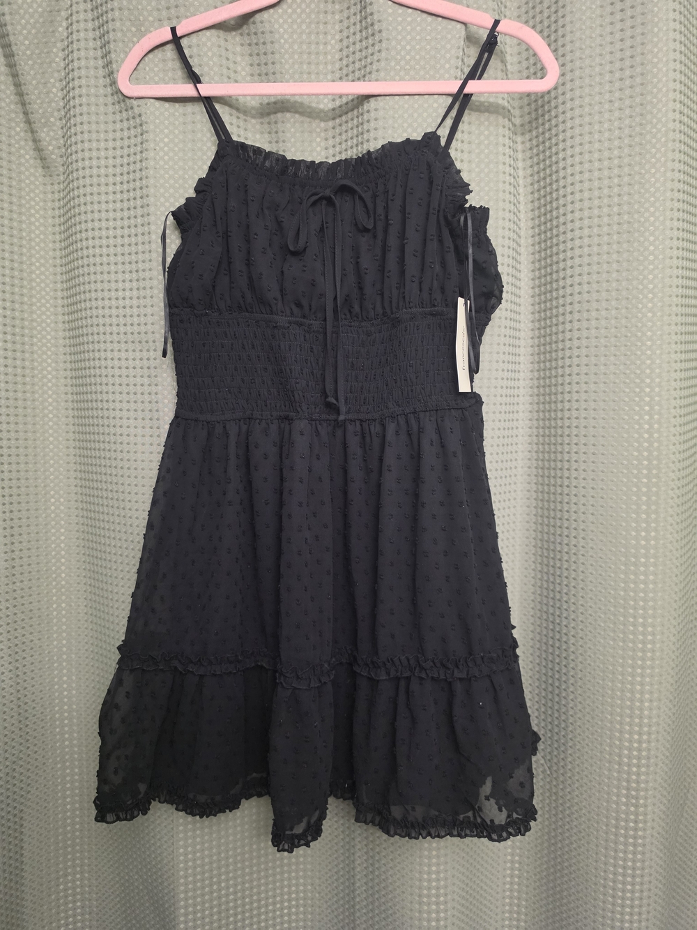 Francesca's Collections Black Swiss Dot Mini Dress